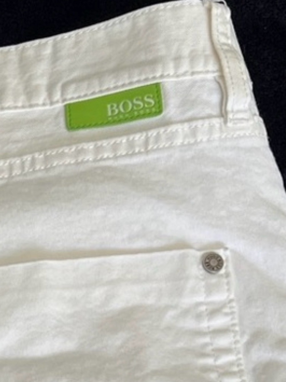 Hugo Boss White Slim Jeans with Green Logo Patch